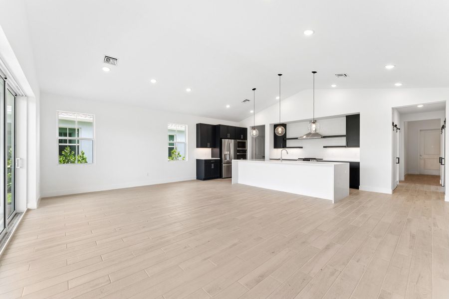 Kitchen, Great Room & Dining Area