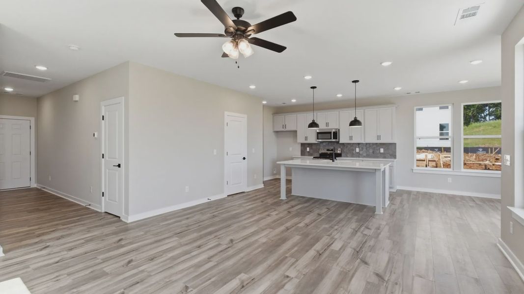 View of kitchen and dining area