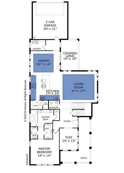 2D floor plan layout for the Fiji - Classic Series | 50' Wide Lots by ICI Homes in Laureate Park, Orlando, FL (Image 3).