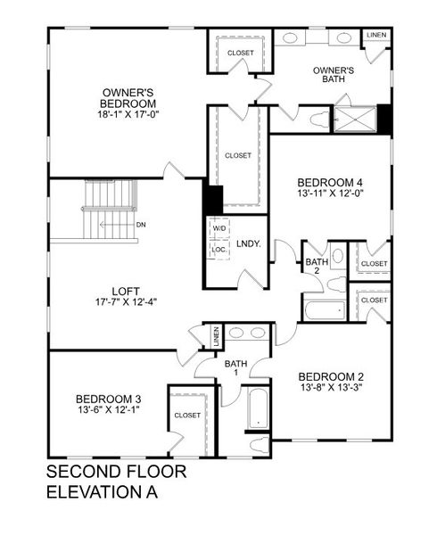 2D floor plan layout for the York by Ryan Homes in Allen Park Single Family, Raleigh, NC (Image 2). 2D floor plan layout for the York by Ryan Homes in Allen Park Single Family, Raleigh, NC (Image 2).