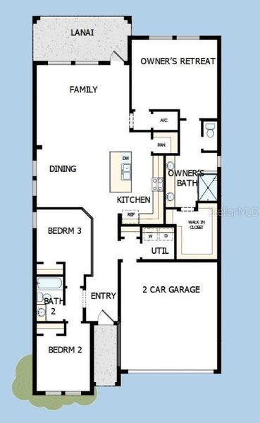 2D floor plan layout of this home in Waterset Tradition Series, Apollo Beach, FL (Image 3).