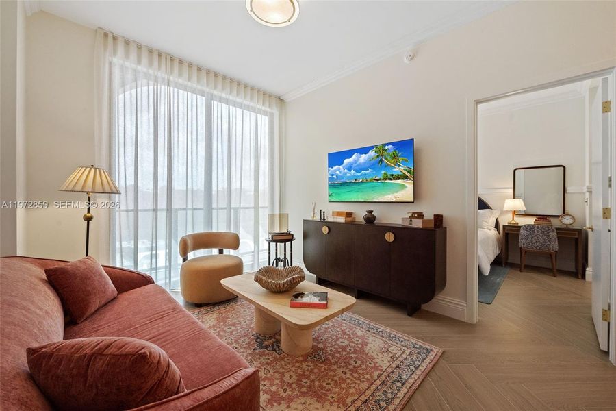 Furnished interior view inside a new home in , Miami (Image 7). Furnished interior view inside a new home in , Miami (Image 7).