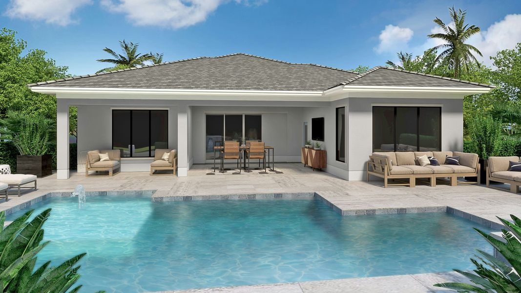 2D floor plan layout for the Keenan by GHO Homes in Tesoro Club, Port St. Lucie, FL (Image 80).