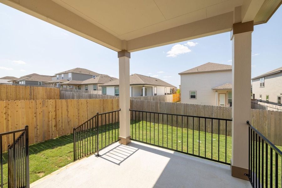 Exterior details and patio area of a home in Sonterra - Cool Water, Jarrell (Image 17). Exterior details and patio area of a home in Sonterra - Cool Water, Jarrell (Image 17).