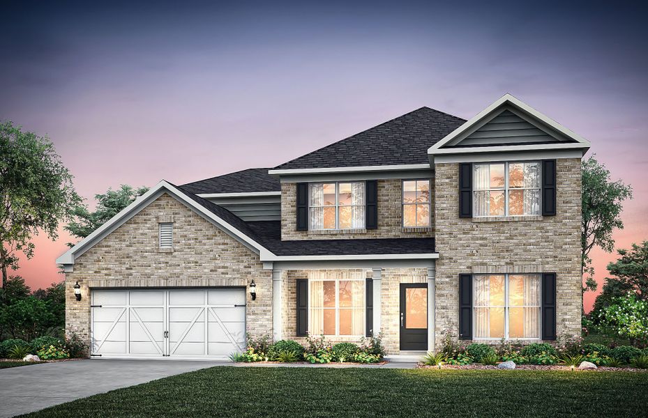 Representative exterior photo of a completed home built from the Wingate by Pulte Homes in Riversprings, Dacula, GA (Image 1). Representative exterior photo of a completed home built from the Wingate by Pulte Homes in Riversprings, Dacula, GA (Image 1).
