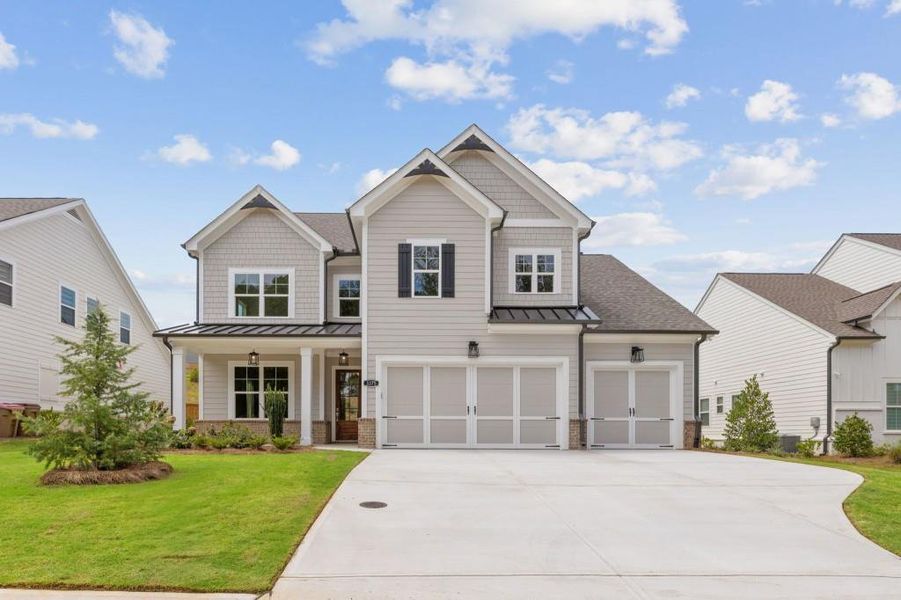 Front exterior of a new home in Hillshire, Cumming, GA, highlighting curb appeal (Image 21).