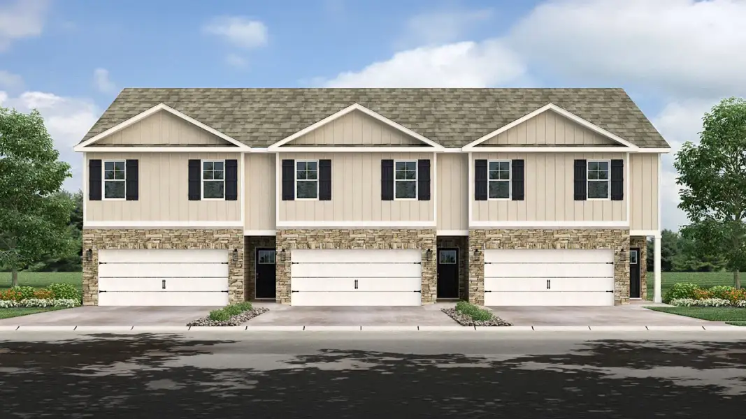 Representative exterior photo of a completed home built from the Pattison Townhome by D.R. Horton in Cherokee Overlook, Sevierville, TN (Image 2).
