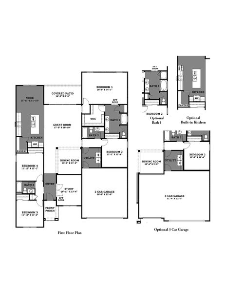 2D floor plan layout for the Pearl by D.R. Horton in Saguaro Bloom, Marana, AZ (Image 3).