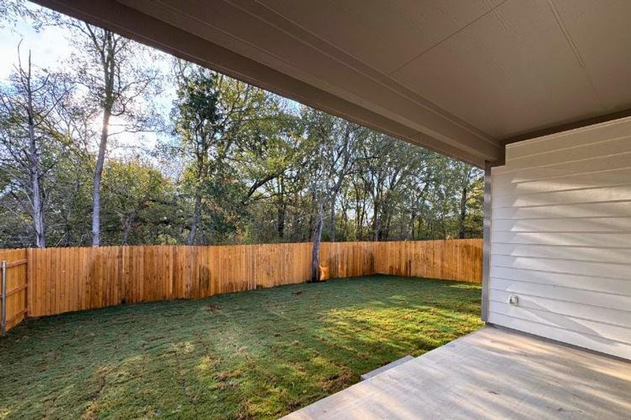 Exterior details and patio area of a home in The Overlook at Trinity Ranch, Elgin (Image 2).