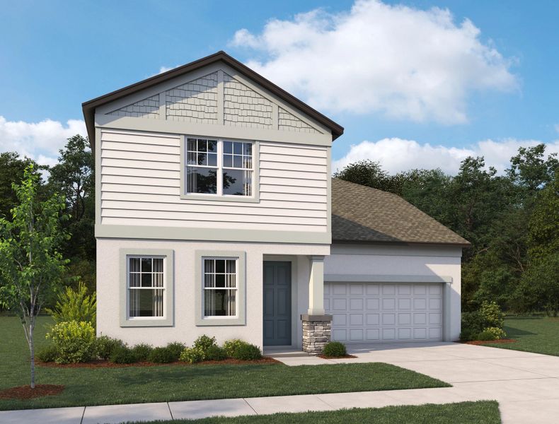 Representative exterior photo of a completed home built from the Tuttle by Ashton Woods in Oakfield Trails Traditional, Parrish, FL (Image 2).