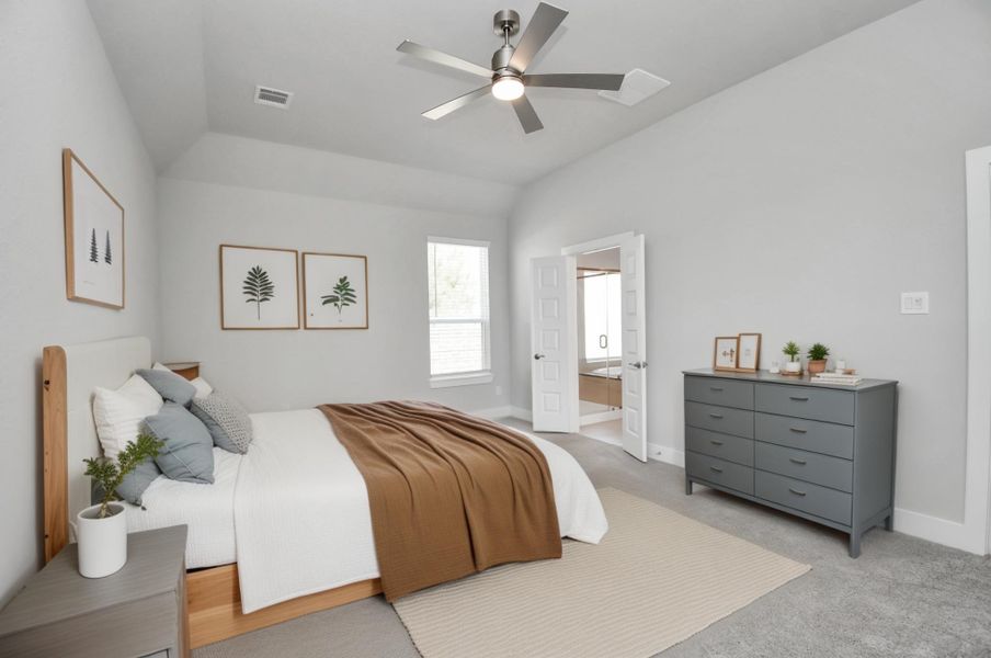 Virtually Staged - Primary Bedroom. Sample photo of completed home with similar floor plan. Actual colors and selections may vary.