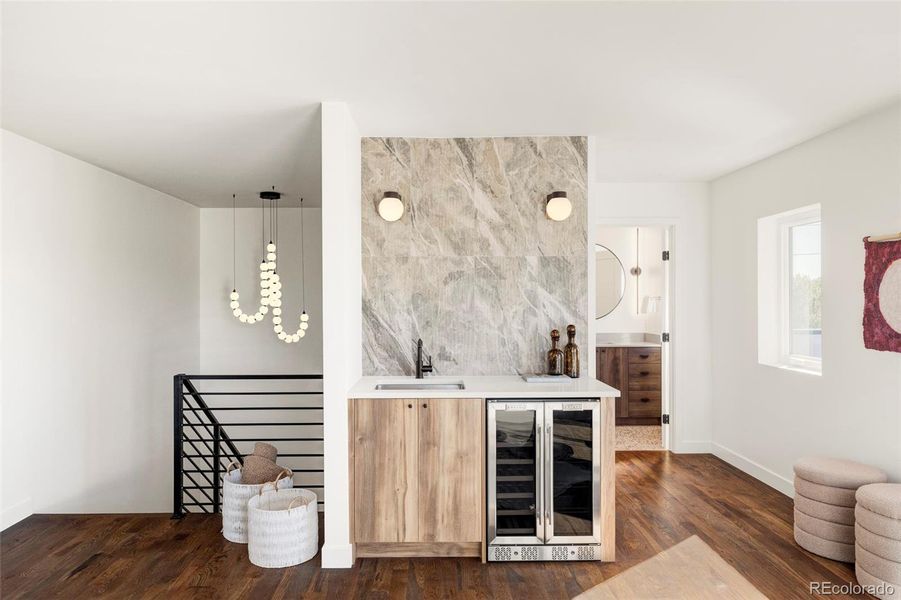 Third level wet bar, duel zone mini fridge Third level wet bar, duel zone mini fridge