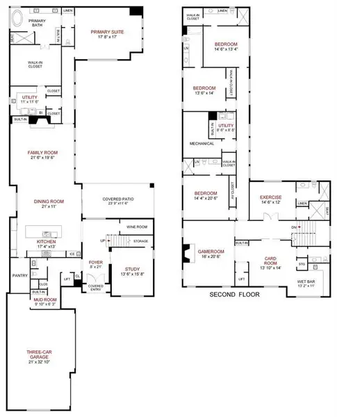 2D floor plan layout of this home in Avadene at Las Colinas, Irving, TX (Image 2).