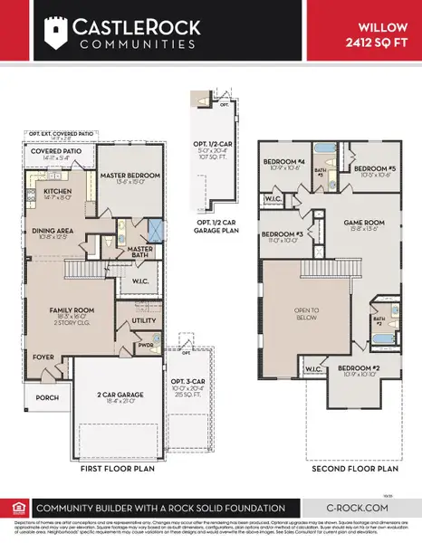 2D floor plan layout for the Willow by CastleRock Communities in Katzer Ranch, Converse, TX (Image 3). 2D floor plan layout for the Willow by CastleRock Communities in Katzer Ranch, Converse, TX (Image 3).