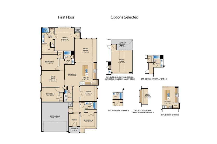 2D floor plan layout of this home in Meadow Run, Melissa, TX (Image 3).