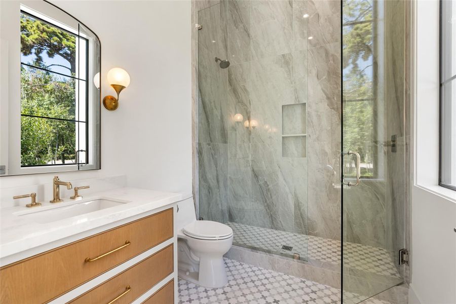 Each ensuite bathroom is uniquely curated with its own distinctive design. Each ensuite bathroom is uniquely curated with its own distinctive design.