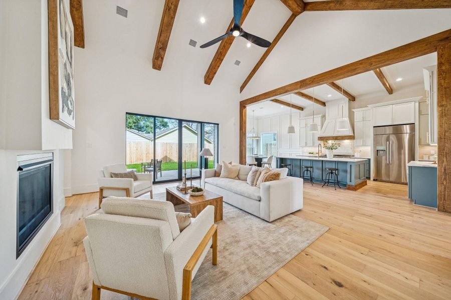 Perfect entertaining space with that enormous kitchen island.