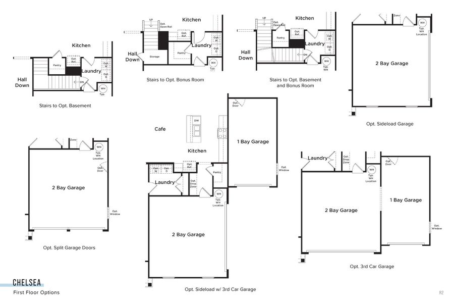 2D floor plan layout for the Chelsea by DRB Homes in Sidney Creek Single Family, Zebulon, NC (Image 4).