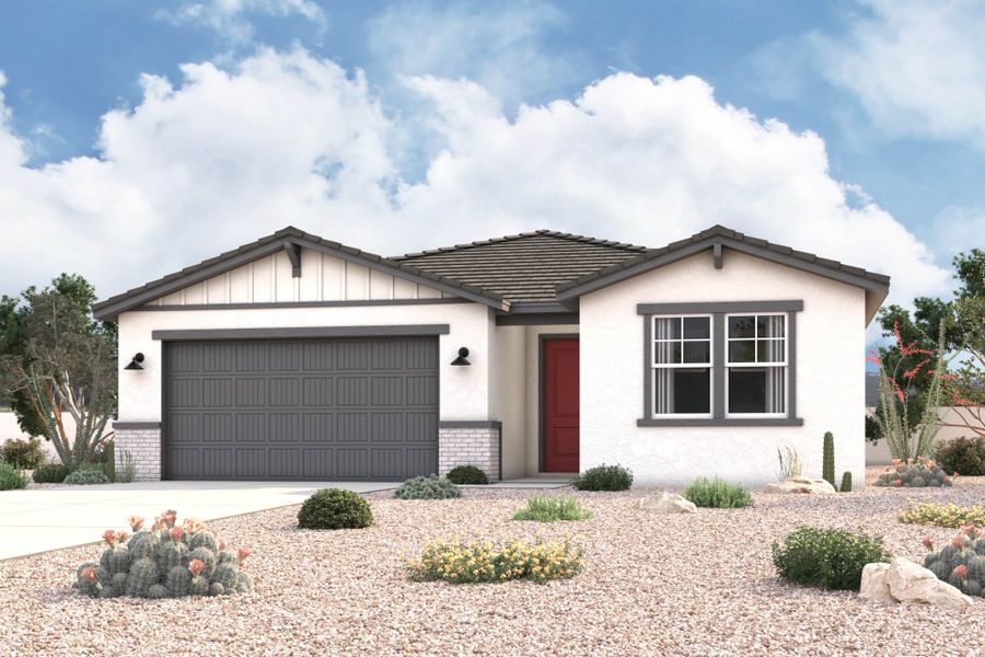 Representative exterior photo of a completed home built from the Cumberland by Century Communities in Palomino Ranch, Maricopa, AZ (Image 1). Representative exterior photo of a completed home built from the Cumberland by Century Communities in Palomino Ranch, Maricopa, AZ (Image 1).