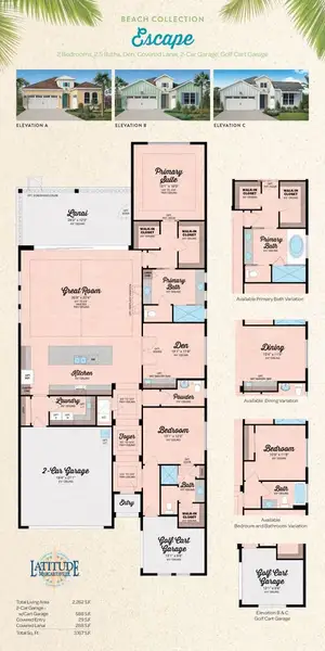2D floor plan layout for the Escape by Minto Communities in Latitude Margaritaville Watersound, Panama City Beach, FL (Image 2). 2D floor plan layout for the Escape by Minto Communities in Latitude Margaritaville Watersound, Panama City Beach, FL (Image 2).