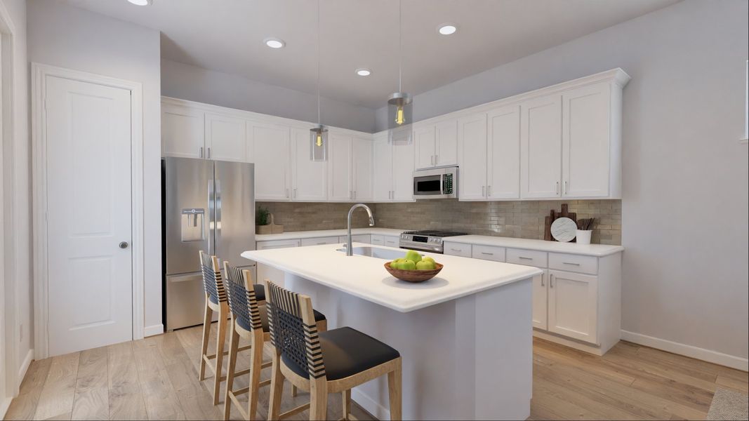 Representative furnished interior of a home built from the Elizabeth by New Home Co. in The Villas Collection at Novel, Austin (Image 5). Representative furnished interior of a home built from the Elizabeth by New Home Co. in The Villas Collection at Novel, Austin (Image 5).