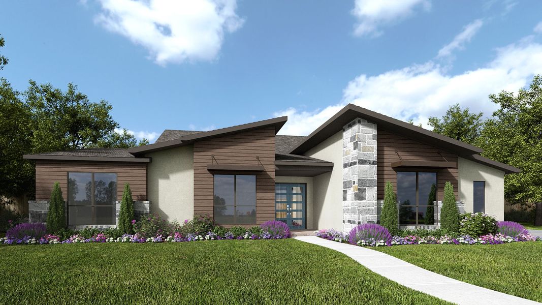 Representative exterior photo of a completed home built from the 3068A by Perry Homes in Thornebrook 1 Acre, Bulverde, TX (Image 2). Representative exterior photo of a completed home built from the 3068A by Perry Homes in Thornebrook 1 Acre, Bulverde, TX (Image 2).