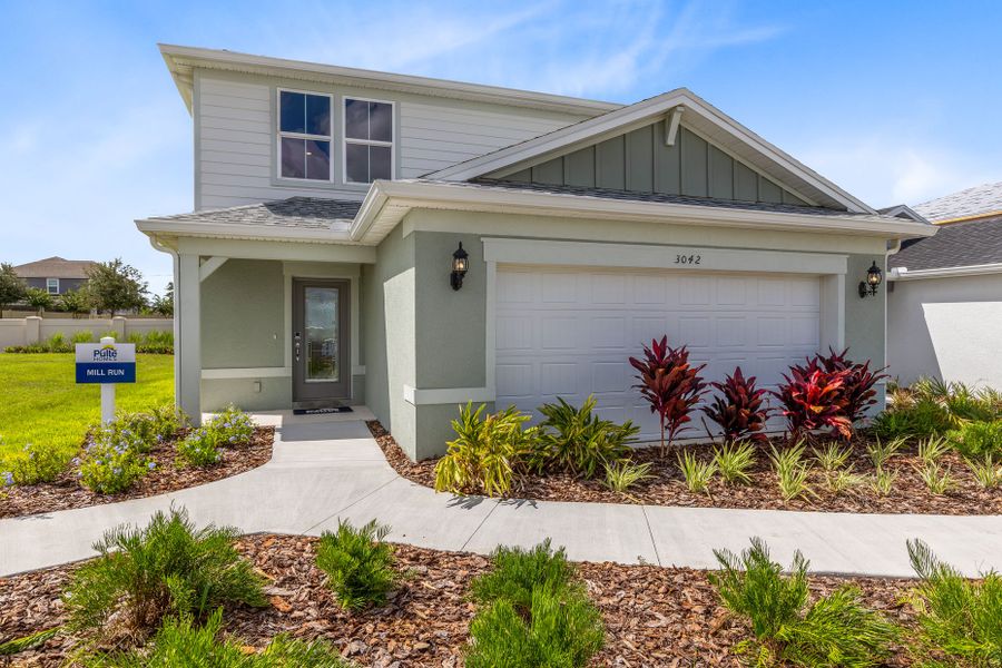 Front exterior of a new home in Hartford Terrace, Davenport, FL, highlighting curb appeal (Image 1). Front exterior of a new home in Hartford Terrace, Davenport, FL, highlighting curb appeal (Image 1).
