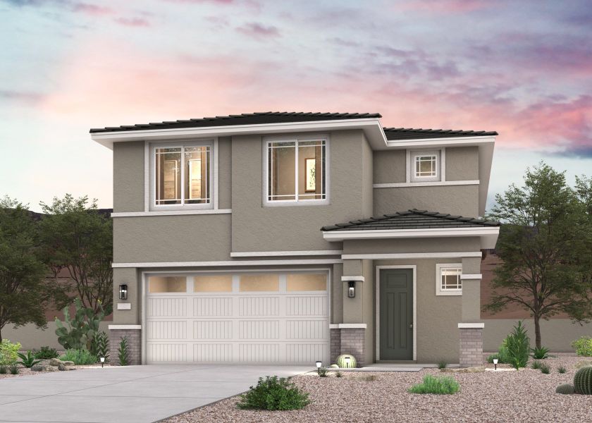 Representative exterior photo of a completed home built from the Ponderosa by Century Communities in Teravalis, Buckeye, AZ (Image 1). Representative exterior photo of a completed home built from the Ponderosa by Century Communities in Teravalis, Buckeye, AZ (Image 1).