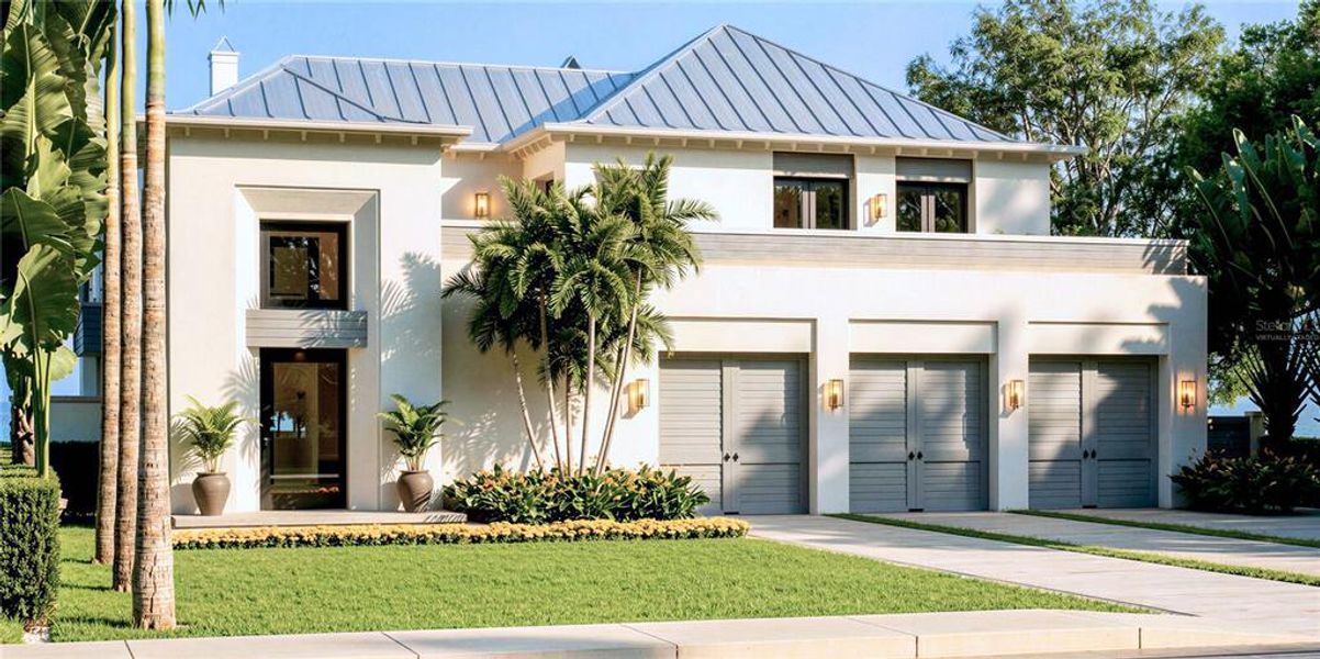 Front exterior of a new home in , Belleair Beach, FL, highlighting curb appeal (Image 2). Front exterior of a new home in , Belleair Beach, FL, highlighting curb appeal (Image 2).