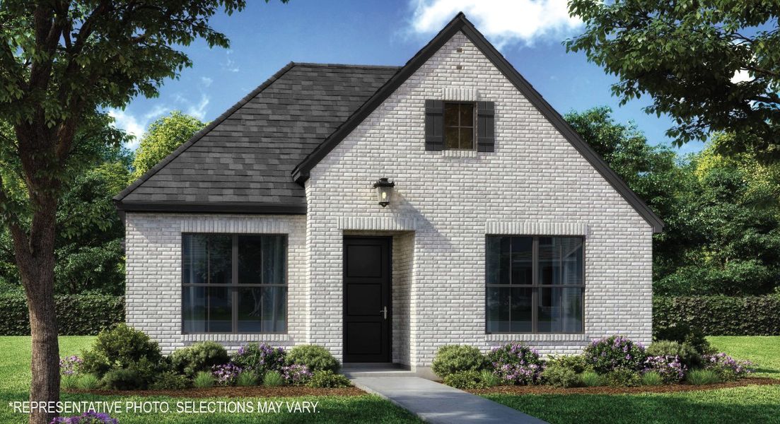Front exterior of a new home in Cottages of Celina, Celina, TX, highlighting curb appeal (Image 1). Front exterior of a new home in Cottages of Celina, Celina, TX, highlighting curb appeal (Image 1).