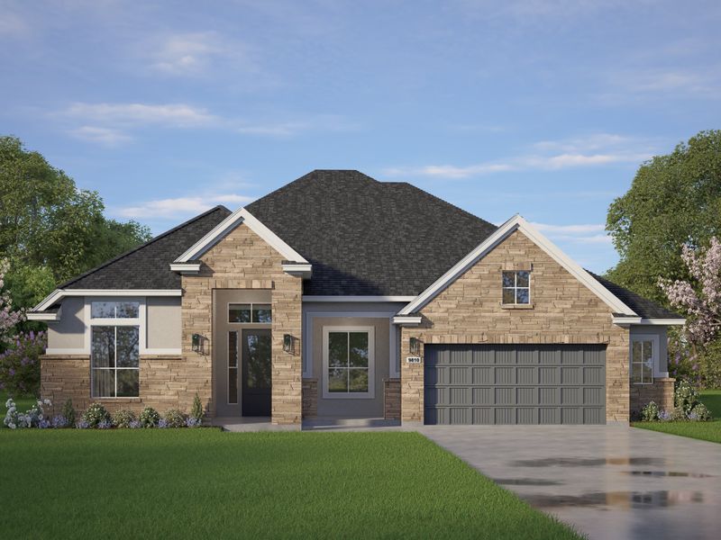 Representative exterior photo of a completed home built from the Amber 60s&65s Lot by Chesmar Homes in Riceland, Mont Belvieu, TX (Image 4). Representative exterior photo of a completed home built from the Amber 60s&65s Lot by Chesmar Homes in Riceland, Mont Belvieu, TX (Image 4).