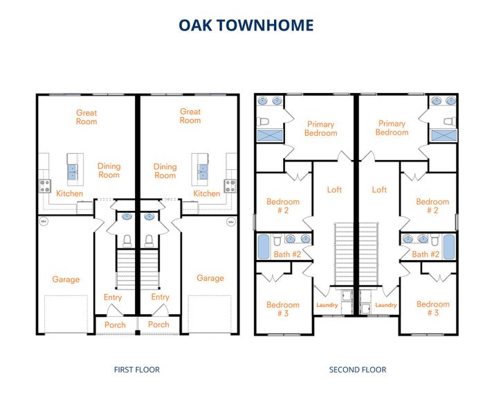 2D floor plan layout for the Oak by National HomeCorp in Charlotte New Homes, Charlotte, NC (Image 3). 2D floor plan layout for the Oak by National HomeCorp in Charlotte New Homes, Charlotte, NC (Image 3).