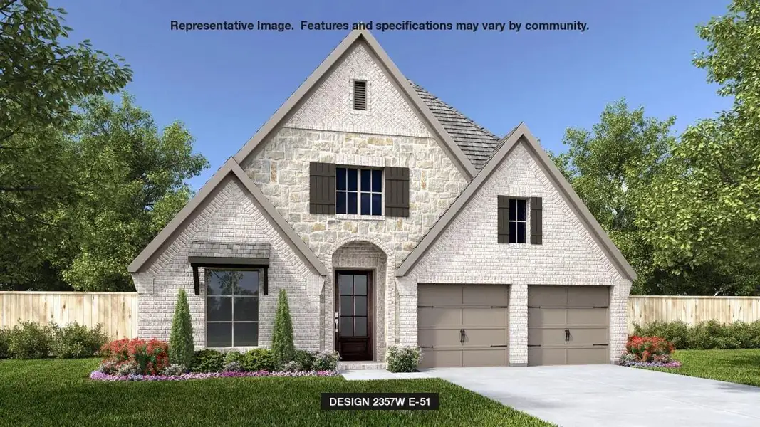 Front exterior of a new home in Kresston 50', Magnolia, TX, highlighting curb appeal (Image 1).