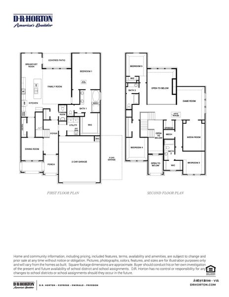 2D floor plan layout for the Avery by D.R. Horton in Alexander, Pearland, TX (Image 3). 2D floor plan layout for the Avery by D.R. Horton in Alexander, Pearland, TX (Image 3).