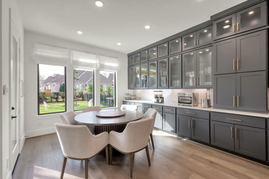 A place for everything, and everything in its place—this breakfast nook is designed for effortless organization.