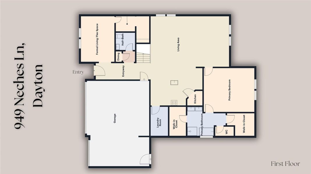 2D floor plan layout of this home in River Ranch Meadows, Dayton, TX (Image 4).
