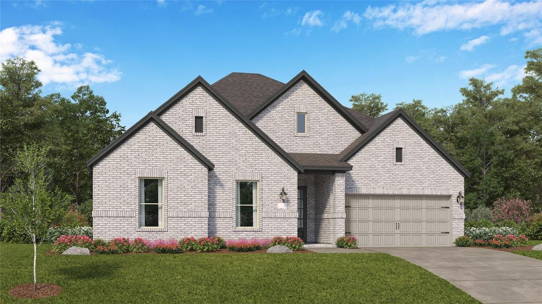 Front exterior of a new home in Anniston, Katy, TX, highlighting curb appeal (Image 1). Front exterior of a new home in Anniston, Katy, TX, highlighting curb appeal (Image 1).