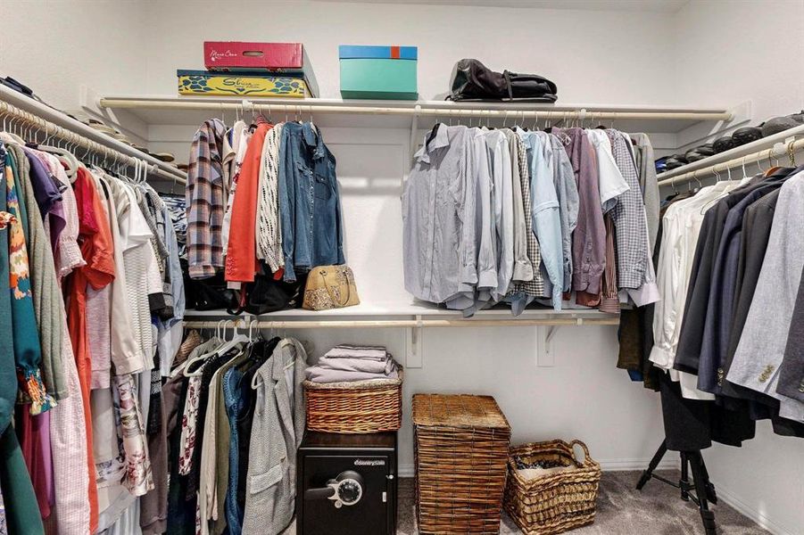 Spacious closet with carpet