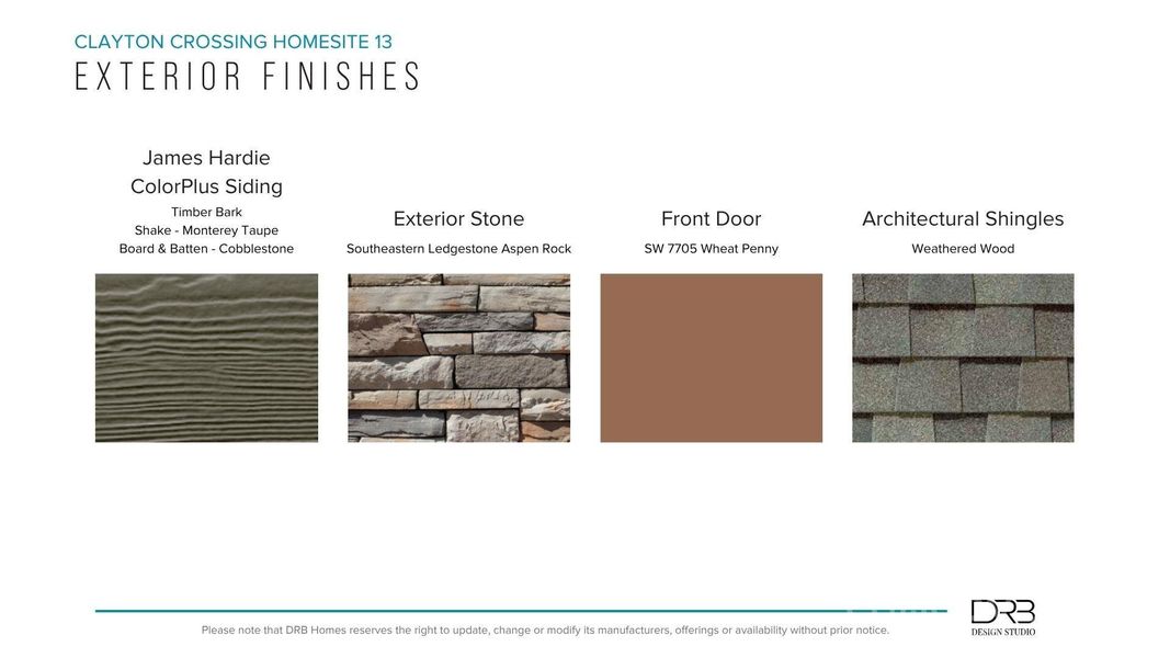Sample of building materials used in homes in Clayton Crossing, Arden (Image 29).