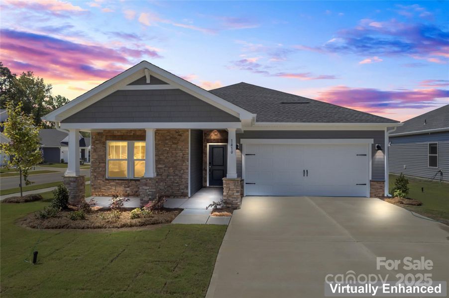 Front exterior of a new home in Oxford Station, Salisbury, NC, highlighting curb appeal (Image 1). Front exterior of a new home in Oxford Station, Salisbury, NC, highlighting curb appeal (Image 1).