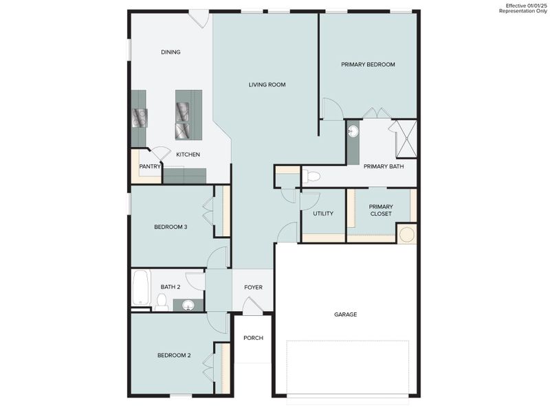 2D floor plan layout for the Heritage Mill 1551 by Brohn Homes in Heritage Mill, Hutto, TX (Image 3). 2D floor plan layout for the Heritage Mill 1551 by Brohn Homes in Heritage Mill, Hutto, TX (Image 3).