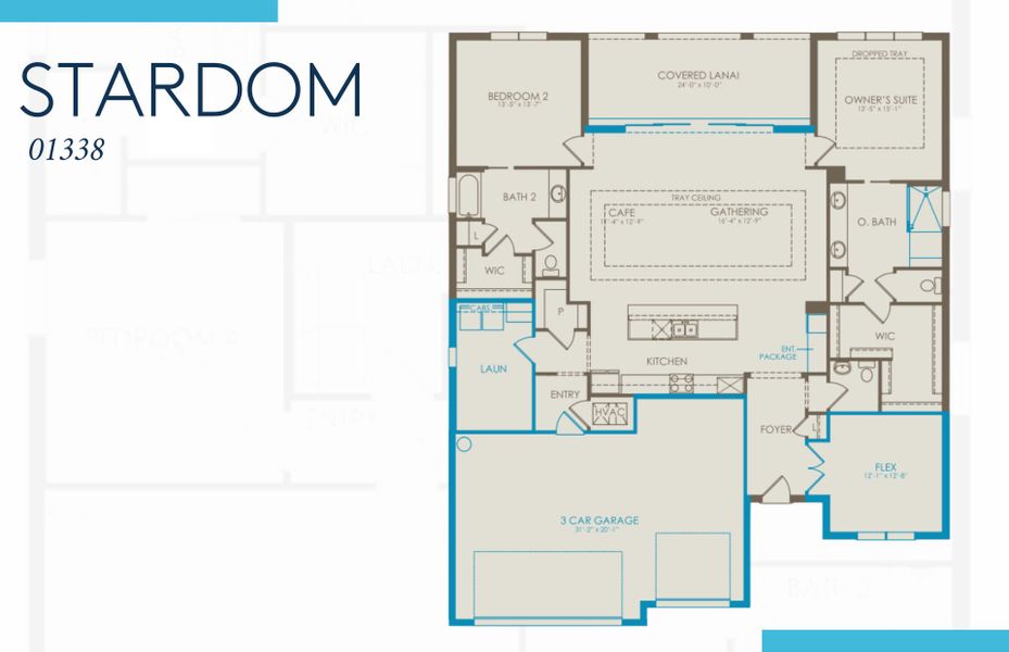 2D floor plan layout of this home in Del Webb Naples, Ave Maria, FL (Image 4).