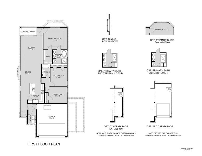 2D floor plan layout for the The Aspen by Legend Homes in Sycamore Landing, Fort Worth, TX (Image 3).