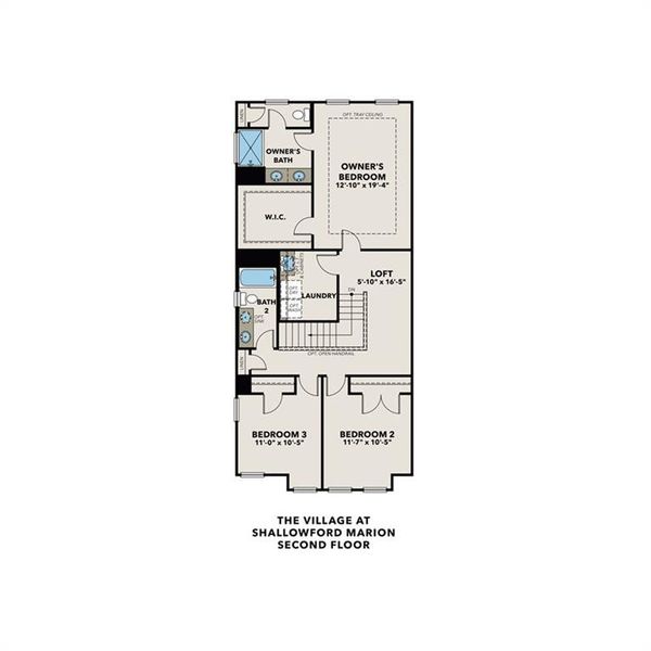 2D floor plan layout of this home in The Village at Shallowford, Kennesaw, GA (Image 6).