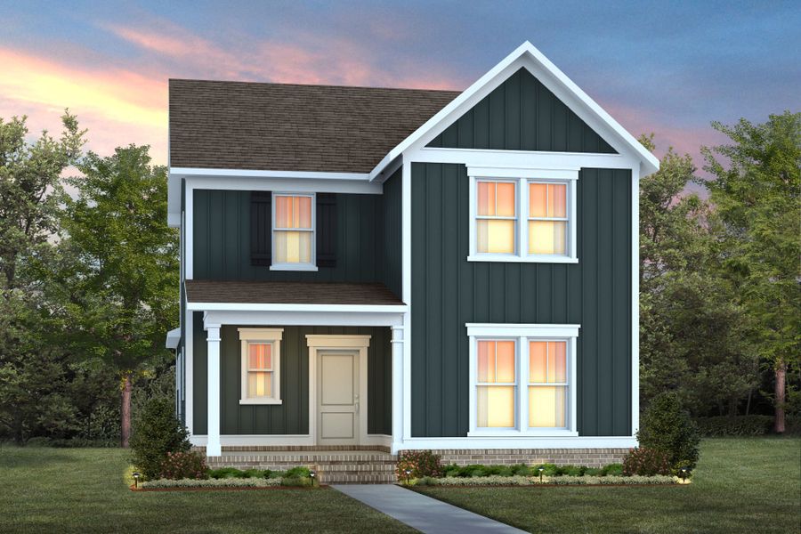 Front exterior of a new home in Saunders Farm, Willow Spring, NC, highlighting curb appeal (Image 1). Front exterior of a new home in Saunders Farm, Willow Spring, NC, highlighting curb appeal (Image 1).