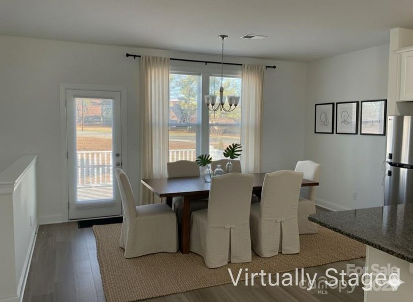 Virtually staged dining area
