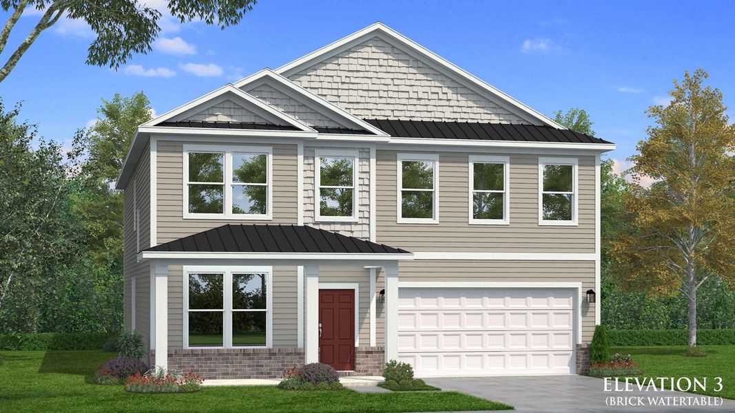 Representative exterior photo of a completed home built from the Brier Creek by DRB Homes in Weavers Pointe, Zebulon, NC (Image 10).