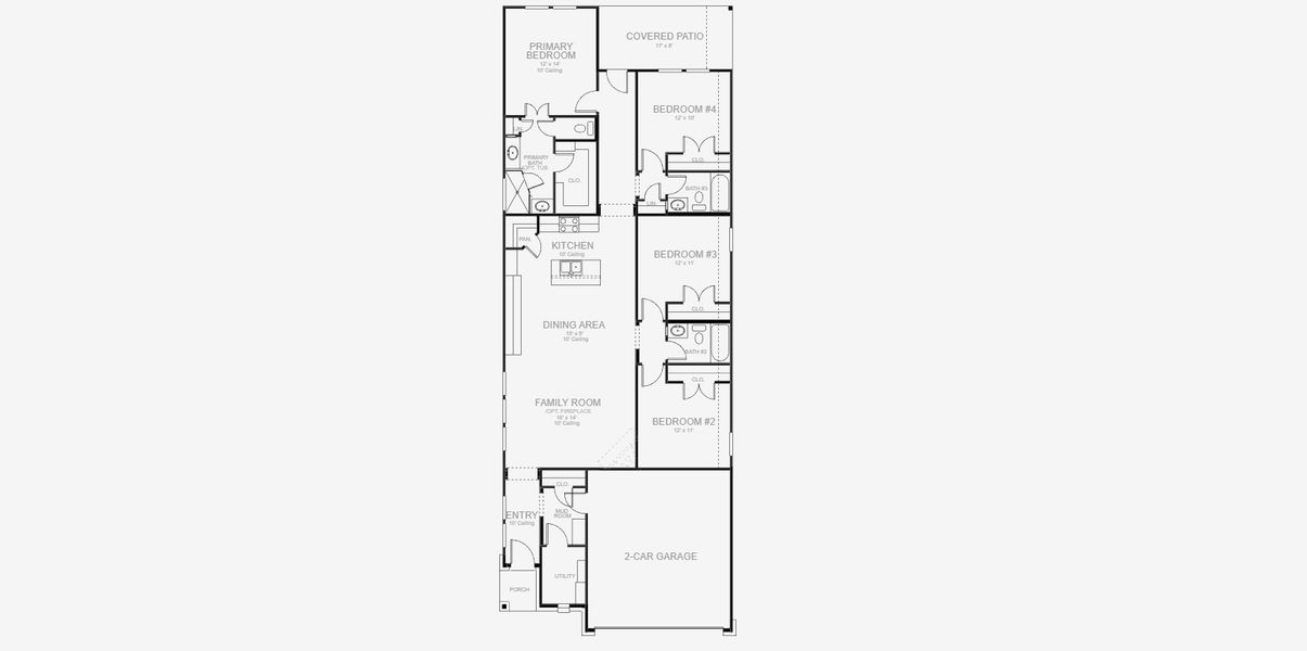 2D floor plan layout for the 1736W by Perry Homes in Wildtree, Montgomery, TX (Image 3).