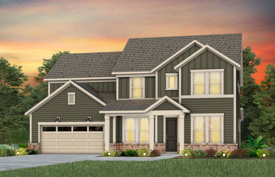 Representative exterior photo of a completed home built from the Dorset by Pulte Homes in The Retreat at Carolina Ridge, Harrisburg, NC (Image 6).