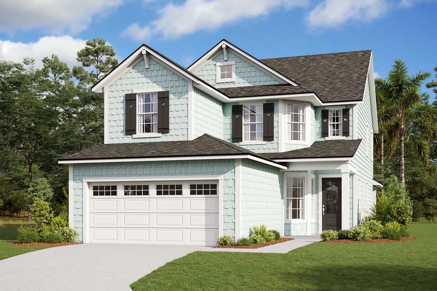 Representative exterior photo of a completed home built from the The Juniper by Providence Homes (Florida) in Reflections at Nocatee, Nocatee, FL (Image 3). Representative exterior photo of a completed home built from the The Juniper by Providence Homes (Florida) in Reflections at Nocatee, Nocatee, FL (Image 3).